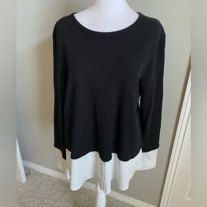 Calvin Klein Black Waffle Knit Top w/ Button Down Women’s XL